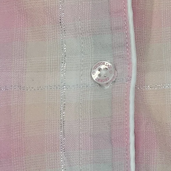 Victoria's Secret Pink and Cream Plaid Pajama Top Size S - Picture 7 of 9